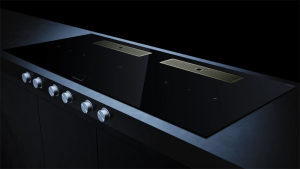 Kppersbusch KMI 12850.0 SR-E S4, 118 cm Muldenlftung inkl. Motor, rahmenlos, Edelstahlknebel, Gitter Gold, mit 5 Jahren Garantie!