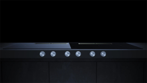 Kppersbusch KMI 12850.0 SR-E S4, 118 cm Muldenlftung inkl. Motor, rahmenlos, Edelstahlknebel, Gitter Gold, mit 5 Jahren Garantie!