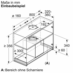 Bosch DBB85CC60, Serie 4, Integrierte Designhaube, 80 cm, Klarglas, Mattschwarz, EEK: B, mit 5 Jahren Garantie!