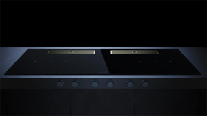 Kppersbusch KMI 12850.0 SR-S S4, 118 cm Muldenlftung inkl. Motor, rahmenlos, schwarze Knebel, Gitter Gold, mit 5 Jahren Garantie!