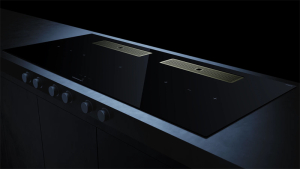 Kppersbusch KMI 12850.0 SR-S S4, 118 cm Muldenlftung inkl. Motor, rahmenlos, schwarze Knebel, Gitter Gold, mit 5 Jahren Garantie!