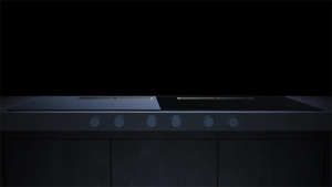 Kppersbusch KMI 12850.0 SR-S S4, 118 cm Muldenlftung inkl. Motor, rahmenlos, schwarze Knebel, Gitter Gold, mit 5 Jahren Garantie!