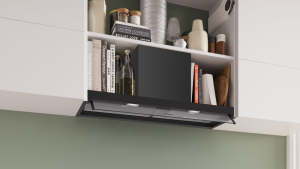 Bosch DBB95CC60, Serie 4, Integrierte Designhaube, 90 cm, Klarglas, Mattschwarz, EEK: B, mit 5 Jahren Garantie!