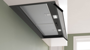 Bosch DBB95CC60, Serie 4, Integrierte Designhaube, 90 cm, Klarglas, Mattschwarz, EEK: B, mit 5 Jahren Garantie!