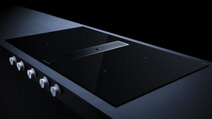 Kppersbusch KMI 9850.1 SR-E S1, 90 cm Muldenlftung inkl. Motor, rahmenlos, Edelstahlknebel, Gitter Edelstahl, mit 5 Jahren Garantie!