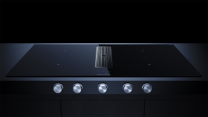 Kppersbusch KMI 9850.1 SR-E S3, 90 cm Muldenlftung inkl. Motor, rahmenlos, Edelstahlknebel, Gitter Silver Chrome, mit 5 Jahren Garantie!