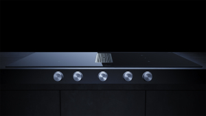 Kppersbusch KMI 9850.1 SR-E S3, 90 cm Muldenlftung inkl. Motor, rahmenlos, Edelstahlknebel, Gitter Silver Chrome, mit 5 Jahren Garantie!