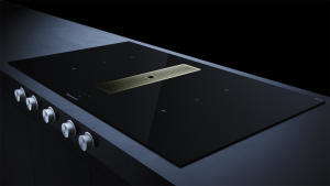 Kppersbusch KMI 9850.1 SR-E S4, 90 cm Muldenlftung inkl. Motor, rahmenlos, Edelstahlknebel, Gitter Gold, mit 5 Jahren Garantie!