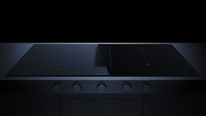 Kppersbusch KMI 9850.1 SR-S S2, 90 cm Muldenlftung inkl. Motor, rahmenlos, schwarze Knebel, Gitter Black Chrome, mit 5 Jahren Garantie!