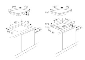Kppersbusch KMI 9850.1 SR-S S2, 90 cm Muldenlftung inkl. Motor, rahmenlos, schwarze Knebel, Gitter Black Chrome, mit 5 Jahren Garantie!
