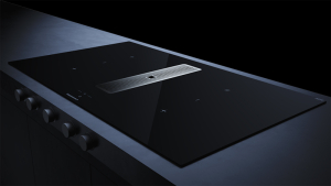 Kppersbusch KMI 9850.1 SR-S S3, 90 cm Muldenlftung inkl. Motor, rahmenlos, schwarze Knebel, Gitter Silver Chrome, mit 5 Jahren Garantie!