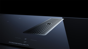 Kppersbusch KMI 9850.1 SR-S S3, 90 cm Muldenlftung inkl. Motor, rahmenlos, schwarze Knebel, Gitter Silver Chrome, mit 5 Jahren Garantie!