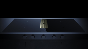 Kppersbusch KMI 9850.1 SR-S S4, 90 cm Muldenlftung inkl. Motor, rahmenlos, schwarze Knebel, Gitter Gold, mit 5 Jahren Garantie!