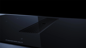 Kppersbusch KMI 9350.0 SR S2, 90 cm Muldenlftung inkl. Motor, rahmenlos, Abluftgitter Black Chrome, mit 5 Jahren Garantie!