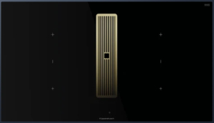 Kppersbusch KMI 9350.0 SR S4, 90 cm Muldenlftung inkl. Motor, rahmenlos, Abluftgitter Gold, mit 5 Jahren Garantie!