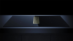 Kppersbusch KMI 9350.0 SR S4, 90 cm Muldenlftung inkl. Motor, rahmenlos, Abluftgitter Gold, mit 5 Jahren Garantie!