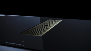 Kppersbusch KMI 9350.0 SR S4, 90 cm Muldenlftung inkl. Motor, rahmenlos, Abluftgitter Gold, mit 5 Jahren Garantie!