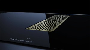 Kppersbusch KMI 8350.0 SR S4, 80 cm Muldenlftung inkl. Motor, rahmenlos, Abluftgitter Gold, mit 5 Jahren Garantie!