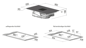 berbel Downline Infinity Pro, BKA 90 DLI-P, Kochfeldabzug mattschwarz, Abluft-Umluft, 1100095, 7 JAHRE GARANTIE!