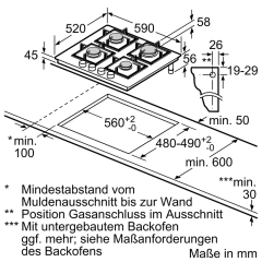 Bosch PRP6A6H40, autarkes Gaskochfeld Glaskeramik, Serie 8, schwarz, 60 cm, mit 5 Jahren Garantie!