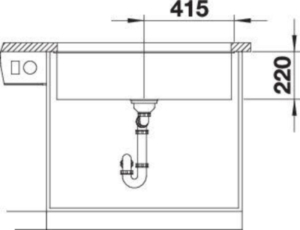 Blanco Subline 800-U Unterbausp�le, Silgranit, Farbe schwarz, InFino Ablauf, 526005