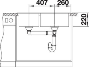 Blanco Pleon 9 Einbausp�le, Silgranit, Farbe schwarz, InFino Ablauf, 525958