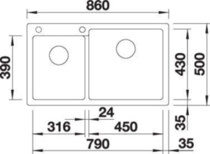 Blanco Pleon 9 Einbausp�le, Silgranit, Farbe tartufo, InFino Ablauf, 523064