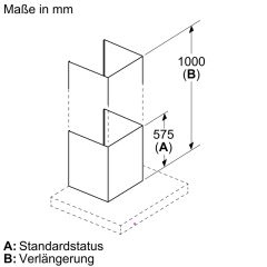 Bosch DWZ1FB6K2, Kaminverl�ngerung, 1000 mm, Mattschwarz