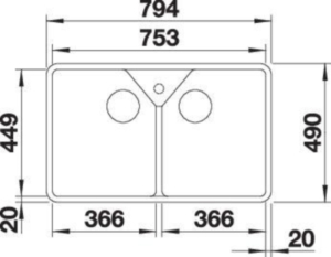 Blanco Villae Double Farmhouse Keramik, Farbe kristallweiss gl�nzend, ohne Ablauffernbedienung, 525164
