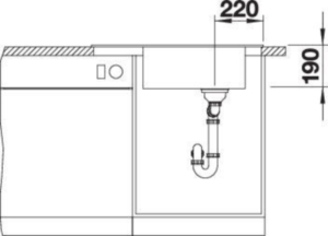 Blanco Elon XL 6 S Einbausp�le, Silgranit, Farbe schwarz, InFino Ablauf, ohne Ablauffernbedienung, 525883