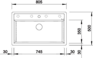 Blanco Dalago 8-F Silgranit, fl�chenb�ndig, Farbe weiss, 516644