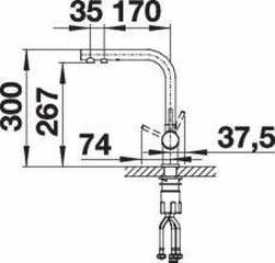 Blanco Fontas II, Hochdruck Festauslauf, PVD satin platinum, 527714