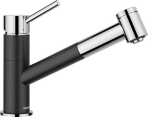 Blanco Kano-S Vario Armatur Silgranit-Look zweifarbig, Hochdruck Zugauslauf Schlauchbrause, anthrazit/chrom, 527962