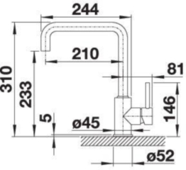 Blanco Mili Armatur, Silgranit-Look, Hochdruck Festauslauf, silgranitweiss, 523107