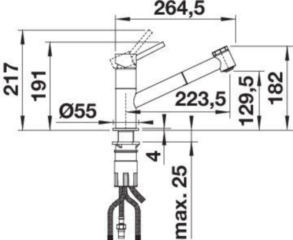 Blanco Kano-S Vario Armatur, Hochdruck Zugauslauf Schlauchbrause, chrom, 527961