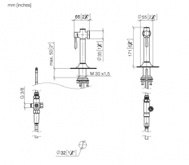Dornbracht Armaturenzubeh�r, VAIA Sp�lbrausegarnitur mit runder Rosette, Dark Brass geb�rstet (PVD), 27718809-39