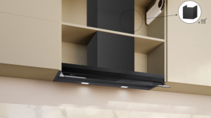 Neff D97XDP2S0, Integrierte Designhaube, 90 cm, Klarglas schwarz bedruckt, Mattschwarz, EEK: A+, mit 5 Jahren Garantie!