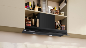 Neff D97XDP2S0, Integrierte Designhaube, 90 cm, Klarglas schwarz bedruckt, Mattschwarz, EEK: A+, mit 5 Jahren Garantie!