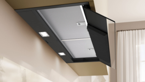 Neff D97XDP2S0, Integrierte Designhaube, 90 cm, Klarglas schwarz bedruckt, Mattschwarz, EEK: A+, mit 5 Jahren Garantie!