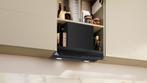 Neff D67XDP2S0, Integrierte Designhaube, 60 cm, Klarglas schwarz bedruckt, Mattschwarz, EEK: A+, mit 5 Jahren Garantie!