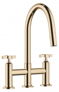 Dornbracht VAIA Dreiloch-Brckenbatterie Pull-down mit Brausefunktion - Messing (23kt Gold), 19875809-09