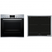 Bosch HND617LS61, SET Einbau-Backofen und Induktionskochfeld, HEA517BS1 + NVQ645CB6E, Edelstahl, 60 cm, EEK: A, mit 5 Jahren Garantie!