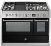 Steel Genesi 120, Rangecooker, 120 cm, Combisteam, Nero, Gaskochfeld, GQ12SF-6TBA, mit 5 Jahren Garantie!