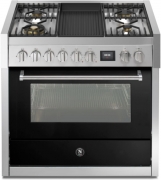 Steel Genesi 90, Rangecooker, 90 cm, Combisteam, Nero, Gaskochfeld, GQ9S-4BBA, mit 5 Jahren Garantie!