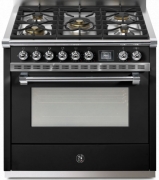 Steel Ascot 90, Rangecooker, 90 cm, Combisteam, Nero, Gaskochfeld, AQ9S-4MBA, mit 5 Jahren Garantie!