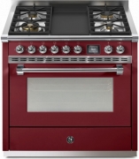 Steel Ascot 90, Rangecooker, 90 cm, Combisteam, Bordeaux, Gaskochfeld, AQ9S-4TBR, mit 5 Jahren Garantie!