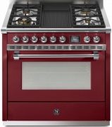 Steel Ascot 90, Rangecooker, 90 cm, Combisteam, Bordeaux, Gaskochfeld, AQ9S-4BBR, mit 5 Jahren Garantie!