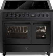 Steel Enfasi 100 All Black, Rangecooker, 100 cm, Multifunktionsbackofen, Nero Fumo, Induktionskochfeld, EQ10FF-5FINF, mit 5 Jahren Garantie!