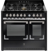 Steel Oxford 100, Rangecooker, 100 cm, Multifunktionsbackofen, Nero Fumo, Gaskochfeld, X10FF-6NF, mit 5 Jahren Garantie!