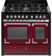 Steel Oxford 100, Rangecooker, 100 cm, Multifunktionsbackofen, Bordeaux, Gaskochfeld, X10FF-6BR, mit 5 Jahren Garantie!